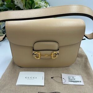 Women's Gucci horse bit  1955 Leather medium shoulder bag made in Italy NWT